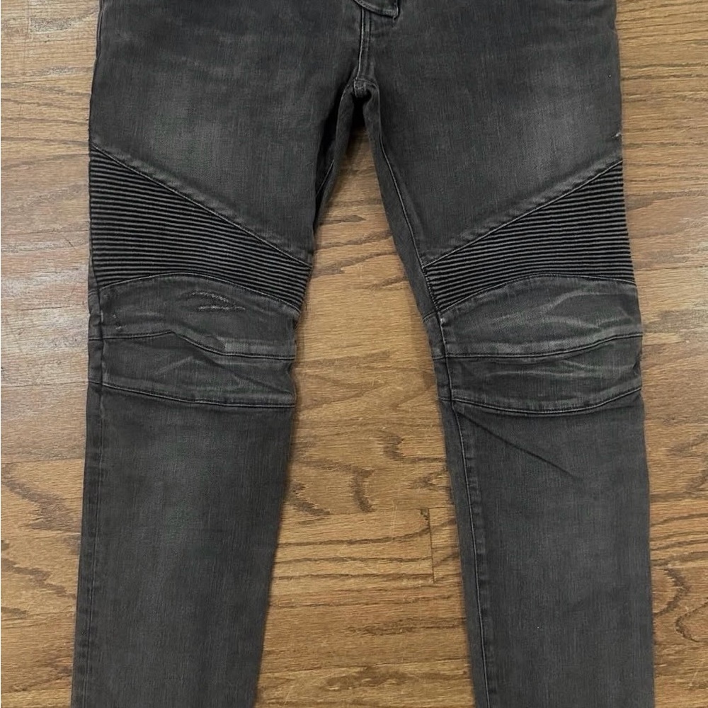 Balmain Men's Biker Denim Jeans - Grey